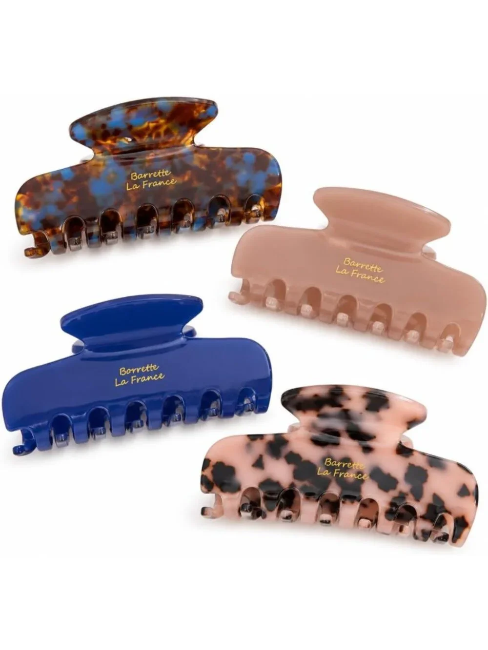 4 Pack Semi-Round Hair Claw Clips for Women - Hollow Half Up Shark Accessories